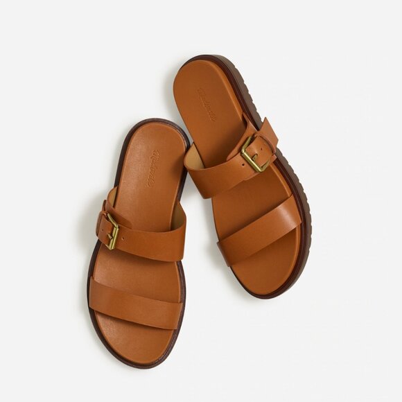 Madewell Dee Double-Strap Slide Sandal, "Warm Coffee" 9 - Picture 1 of 4